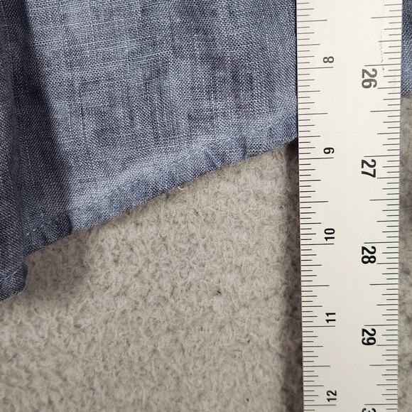 HARIS COTTON Shirt Mens Small Blue Button Up Long Sleeve 100% Linen Greece - Picture 4 of 8